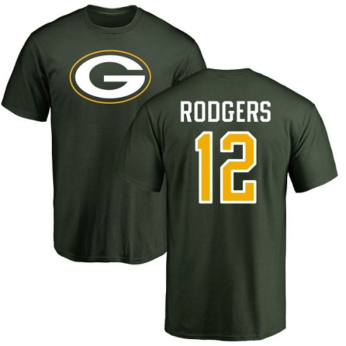 Green Bay Packers Green #12 Rodgers Aaron Name And Number Logo Nike NFL T Shirt->nfl t-shirts->Sports Accessory